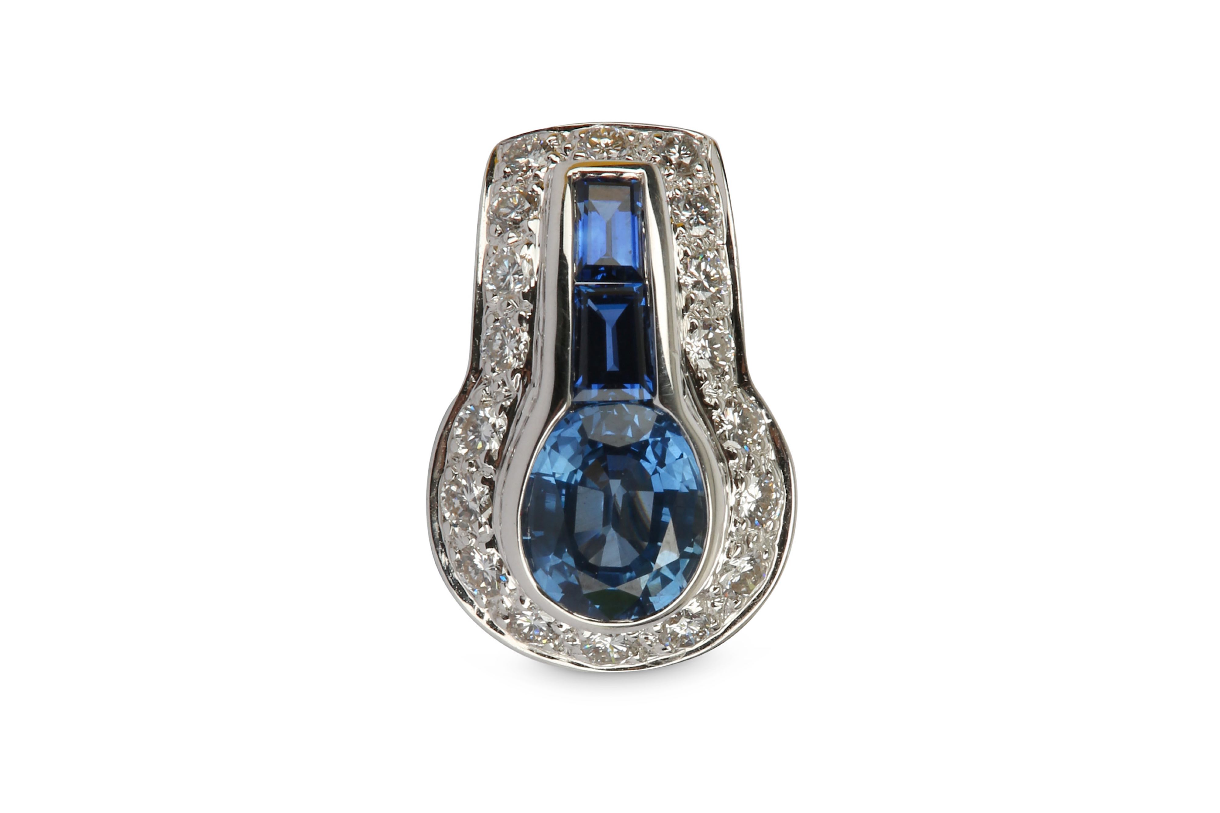 A sapphire and diamond clip / slide / pendant