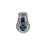 A sapphire and diamond clip / slide / pendant