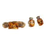 A citrine ring and earrings