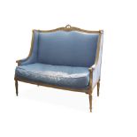 A French Empire style gilt framed canape or sofa,