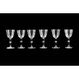 A set of six 1980s Lalique crystal sherry glasses,