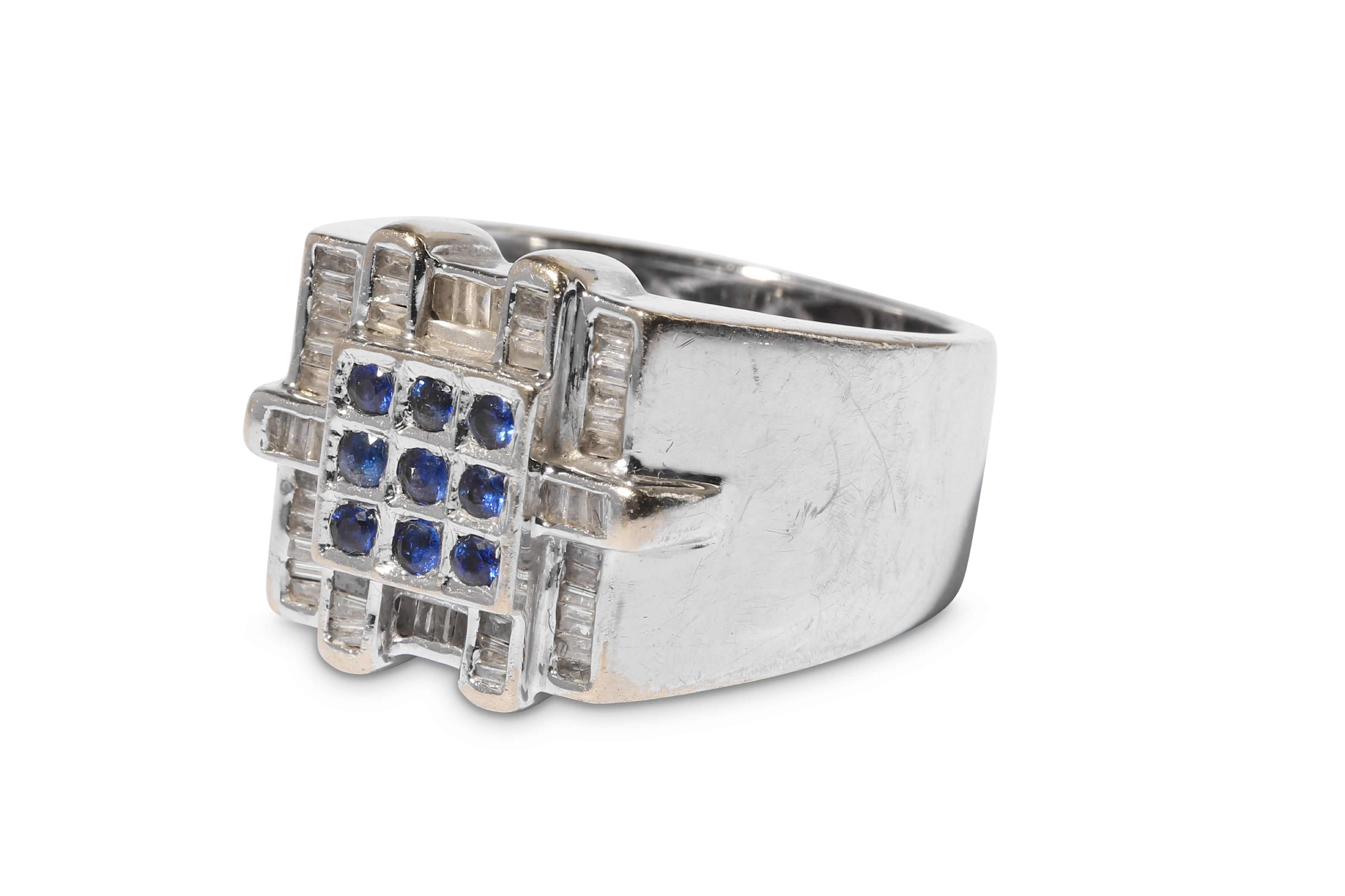 A sapphire and diamond dress ring