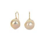 A pair of cultured pearl earrings