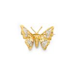 A diamond-set butterfly brooch