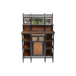 A Victorian circa 1870's Aesthetic Movement ebonised and Amboyna cabinet