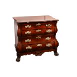 An early 19th century Dutch mahogany bombe commode