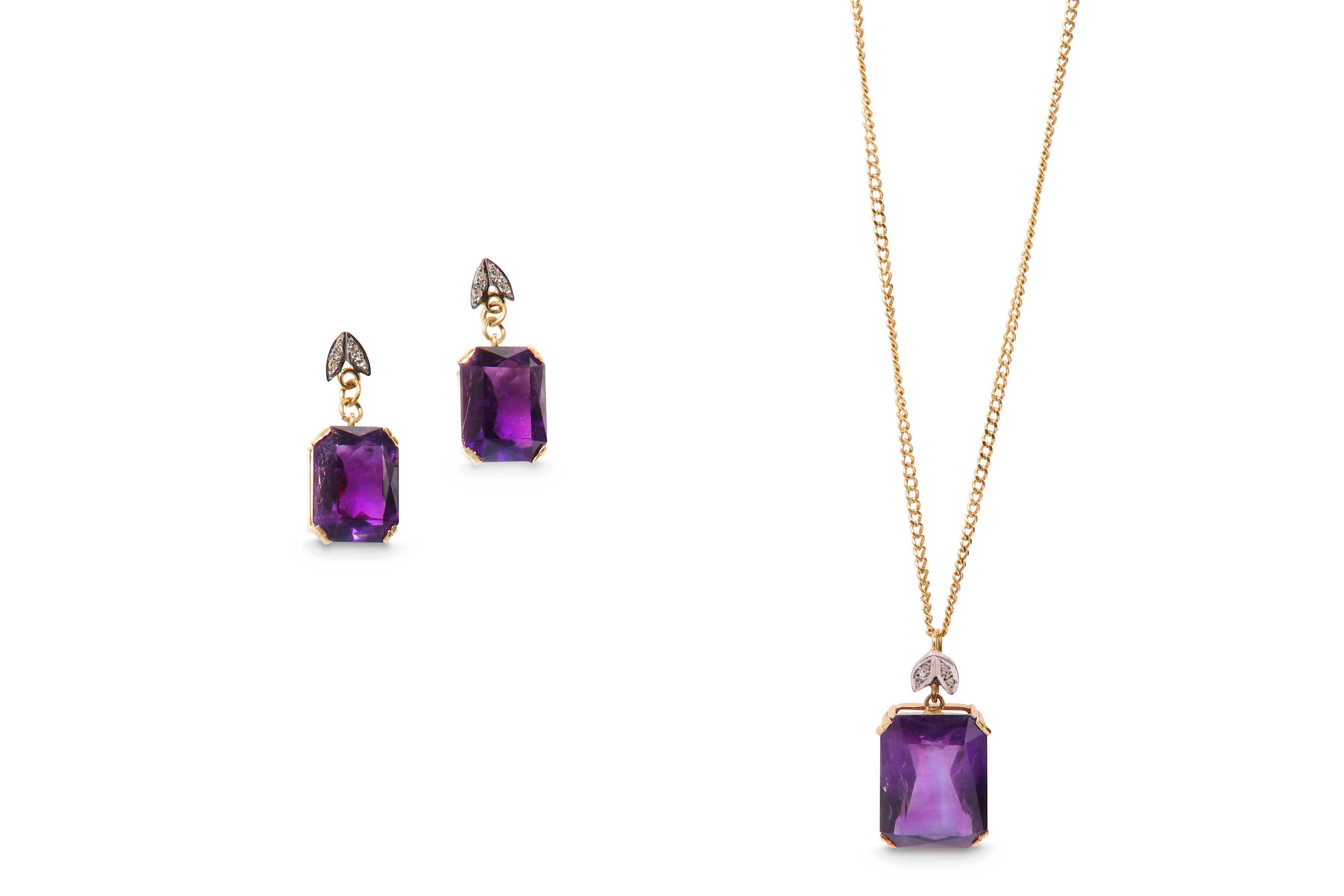 An amethyst and diamond suite