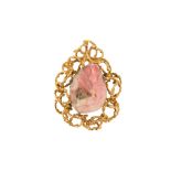 A rose quartz geode pendant by Deakin & Francis