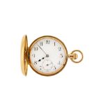 AN 18K YELLOW GOLD HALF HUNTER POCKET WATCH