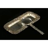 A 20th Century Italian Sterling silver pen tray and matching magnifying glass,