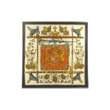 A framed Hermes silk scarf.