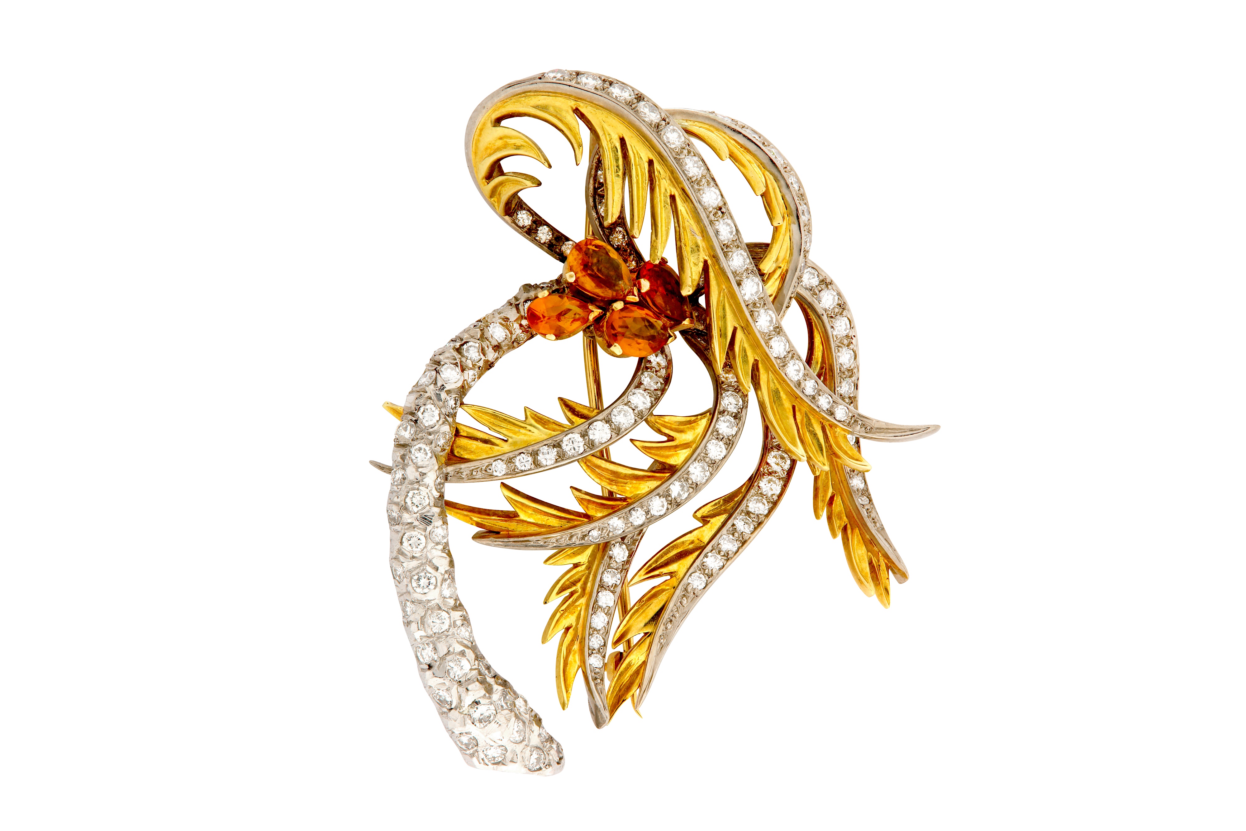 A citrine and diamond brooch, by Asprey, 1975