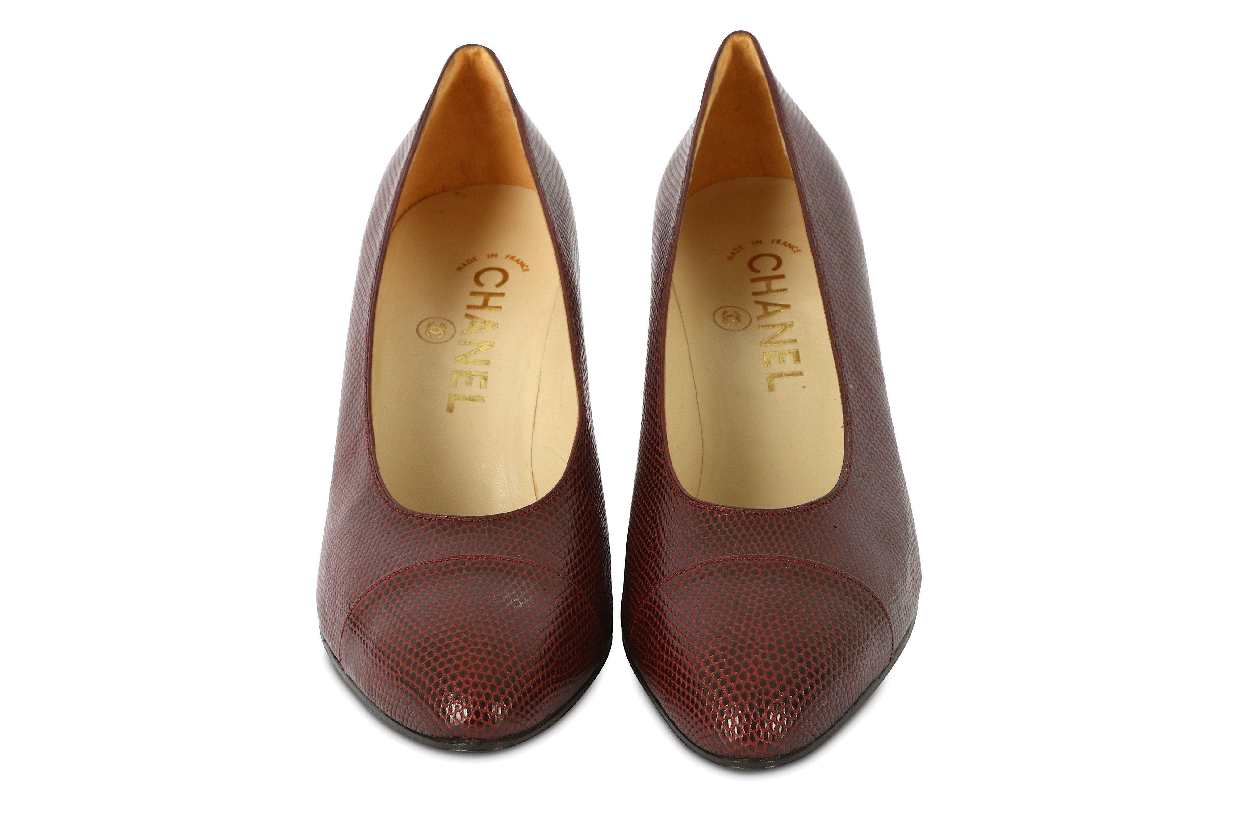 Chanel Deep Plum Lizard Court Shoes - size 37.5 - Bild 2 aus 5