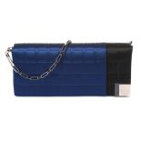 Chanel Blue and Black Satin Shoulder Bag