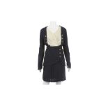 Karl Lagerfeld Navy Pleated Skirt Suit - size 36
