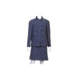 Chanel Blue and White Tweed Skirt Suit - size 48