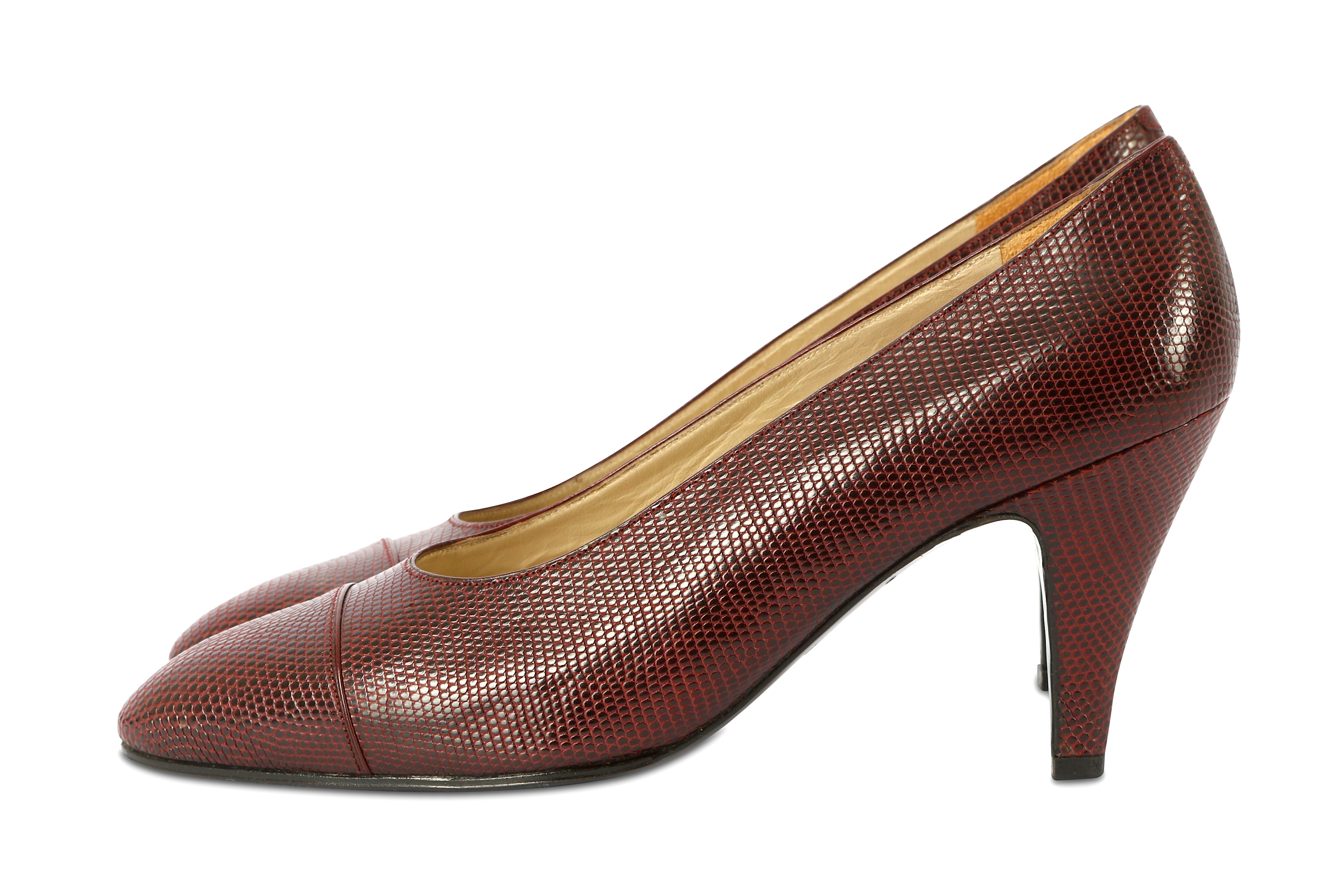 Chanel Deep Plum Lizard Court Shoes - size 37.5 - Bild 3 aus 5