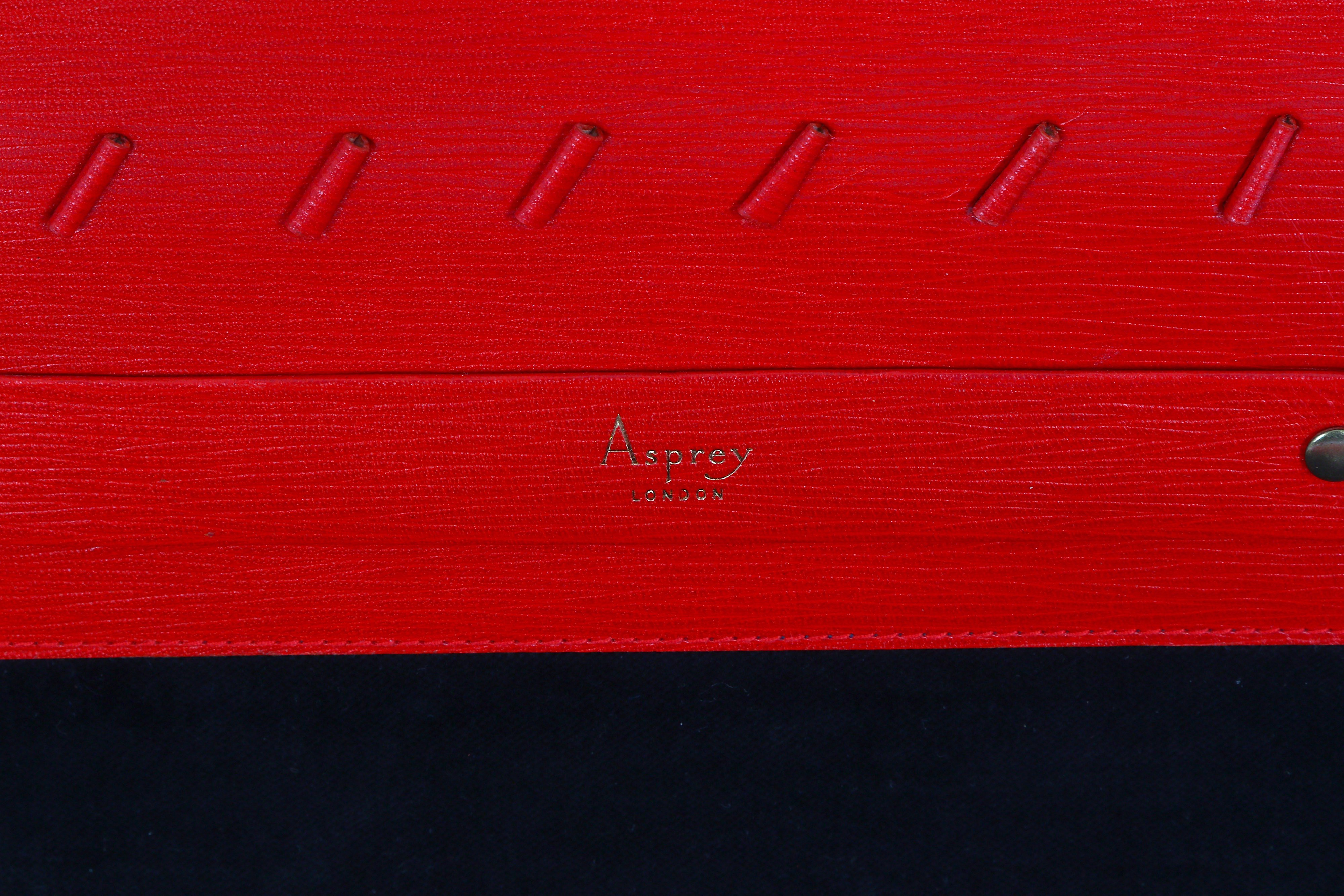 Asprey Red Leather Jewellery Case - Image 4 of 7