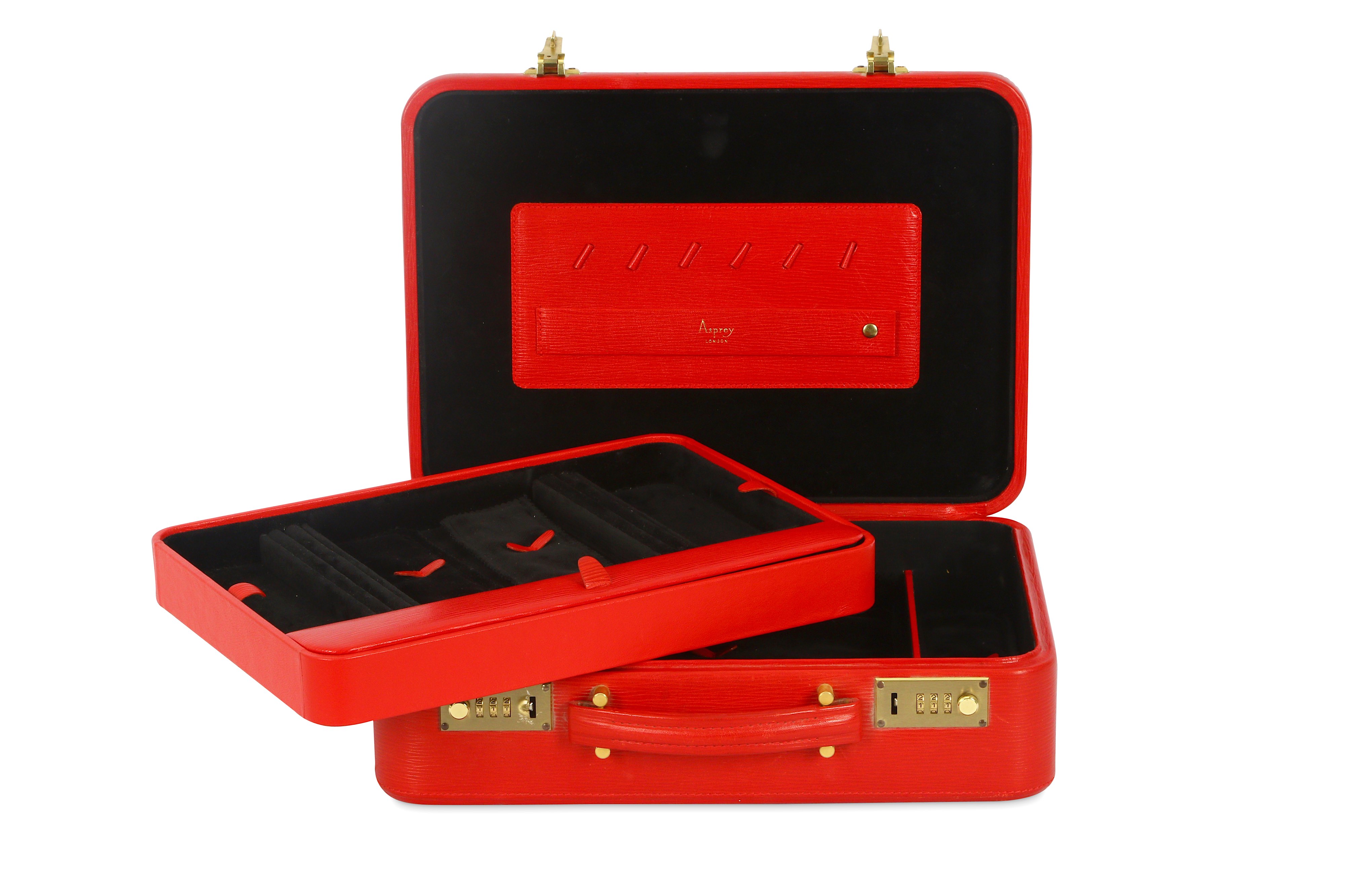 Asprey Red Leather Jewellery Case - Image 5 of 7