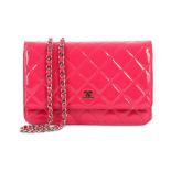 Chanel Pink Patent Wallet On Chain (WOC)