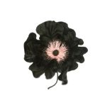 Chanel Black and Pink Camellia Pin Brooch