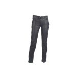 Alexander McQueen Petrol Blue Bumster Style Leather Trousers - size 42