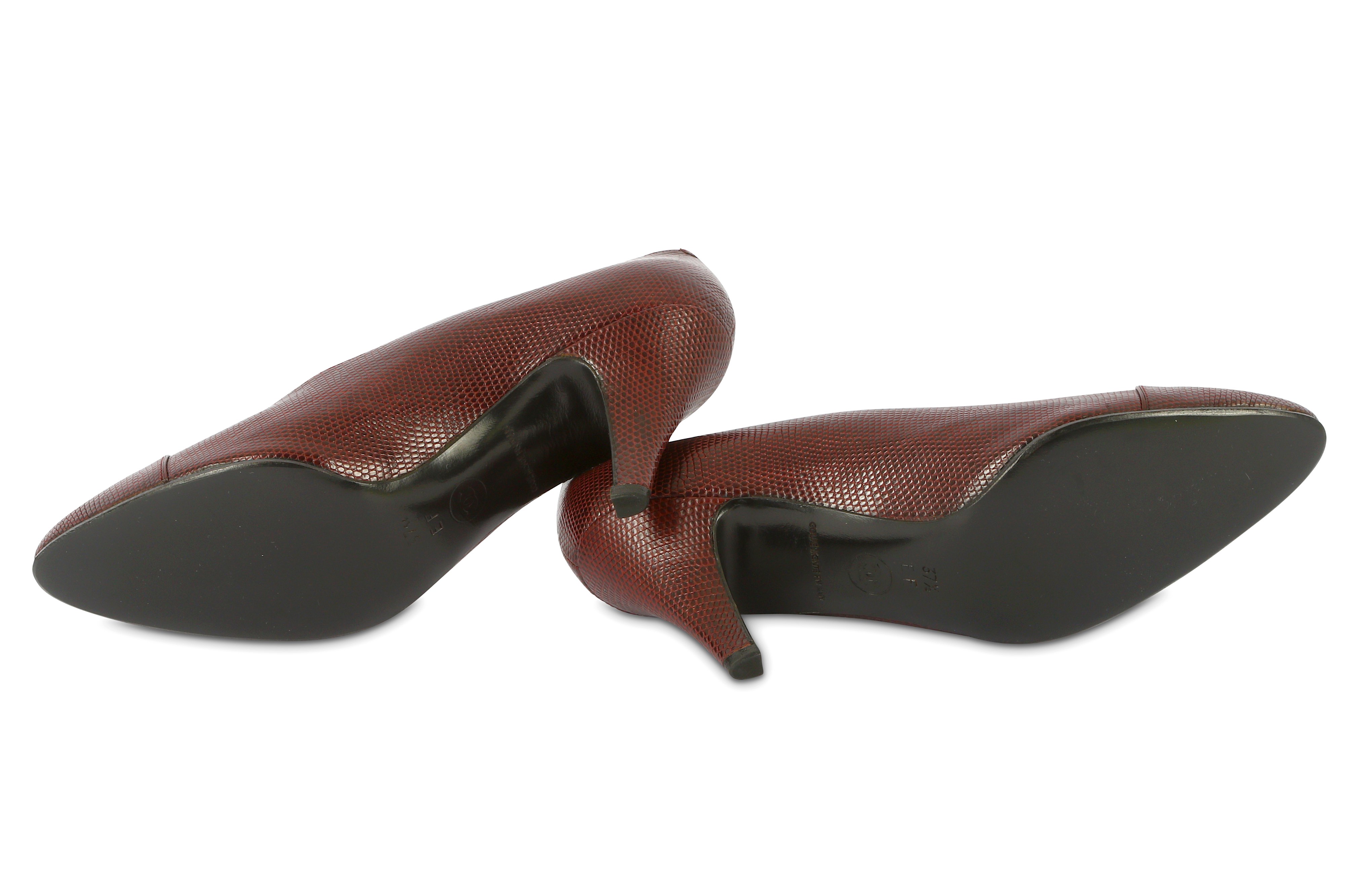 Chanel Deep Plum Lizard Court Shoes - size 37.5 - Bild 4 aus 5