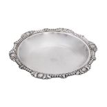 A George IV sterling silver entrée dish base, London 1825 by John Bridge (reg. Nov 1823)