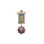 An Elizabeth II sterling silver and enamel masonic lodge badge, Birmingham 1958 by Fattorini & Sons