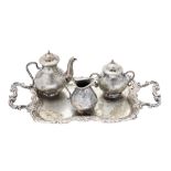 An early to mid 20th century Dutch 833 standard silver three piece silver tea service