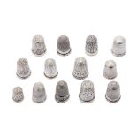 A mixed group of Victorian - George V sterling silver thimbles