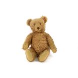 A Steiff style centre seamed cinammon mohair jointed teddy bear,