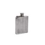 A George VI sterling silver Art Deco spirit hip flask, Birmingham 1939 by Charles S Green & Co Ltd