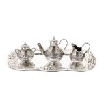 An early to mid 20th century Dutch 833 standard silver miniature novelty three piece tea service