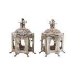 A pair of late 20th century Thai white metal lanterns circa 1981