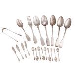 A mixed group of sterling silver flatware