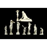 A collection of nine Classical Parian ware figures after the antique