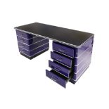 A Conran blue Chrysler desk, designed by Muller Mobel Fabrikation