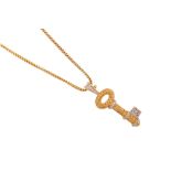 A diamond and yellow sapphire key pendant necklace, by Theo Fennell