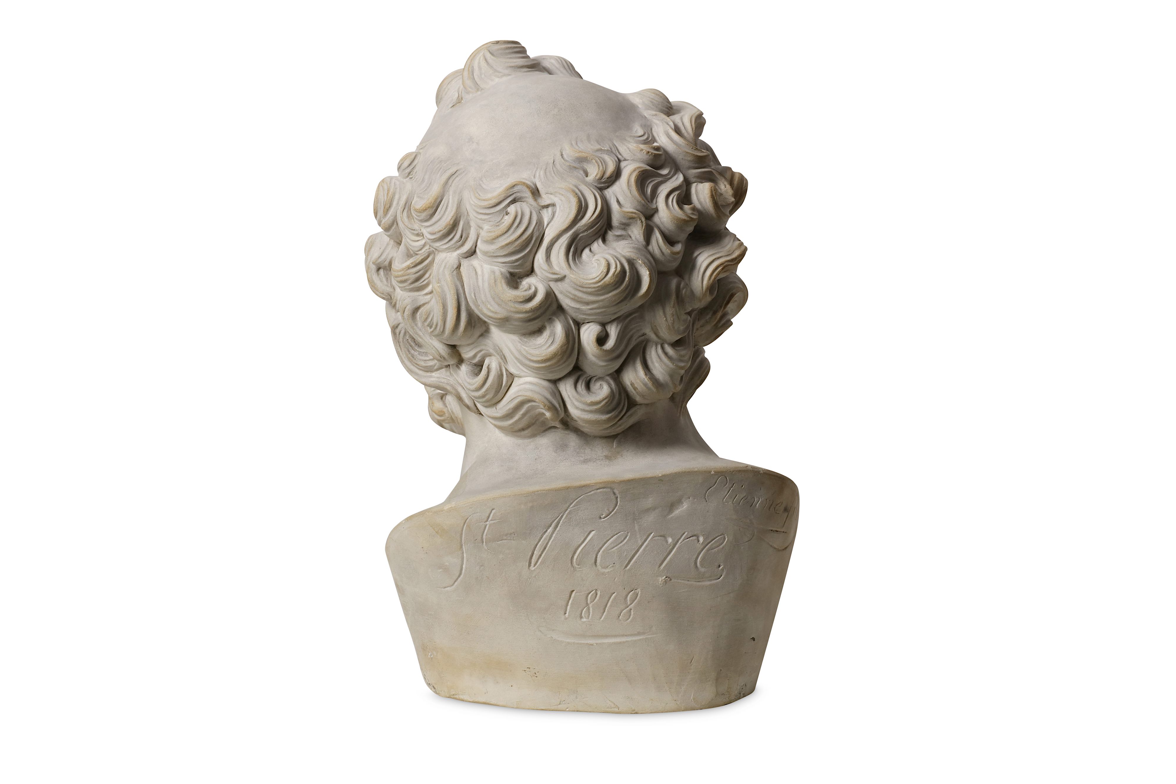 AFTER ALESSANDRO ALGARDI (ITALIAN, 1598-1654): A CLAY HEAD OF ST PIERRE SIGNED 'ETIENNE FILS 1818' - Image 3 of 6