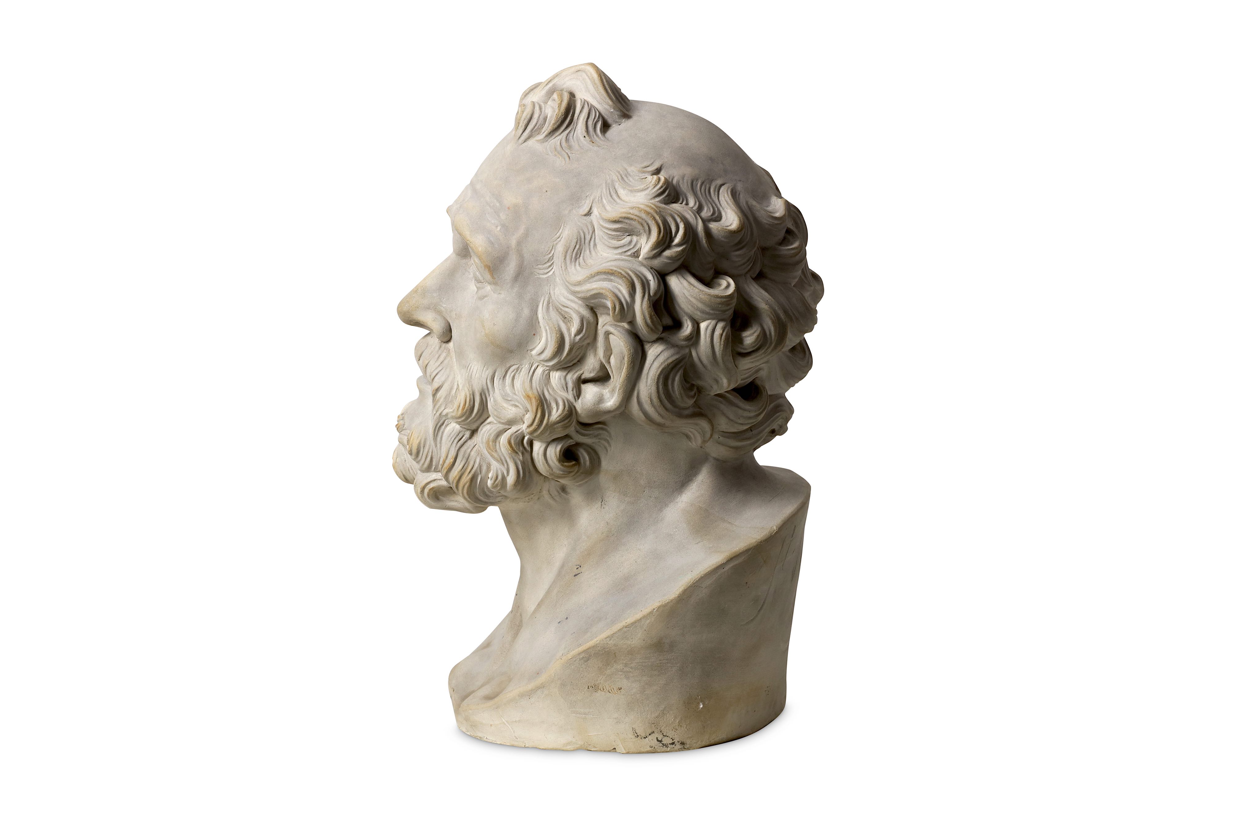 AFTER ALESSANDRO ALGARDI (ITALIAN, 1598-1654): A CLAY HEAD OF ST PIERRE SIGNED 'ETIENNE FILS 1818' - Image 4 of 6