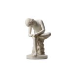 AFTER THE ANTIQUE: A LATE 19TH CENTURY ITALIAN MARBLE FIGURE OF THE SPINARIO