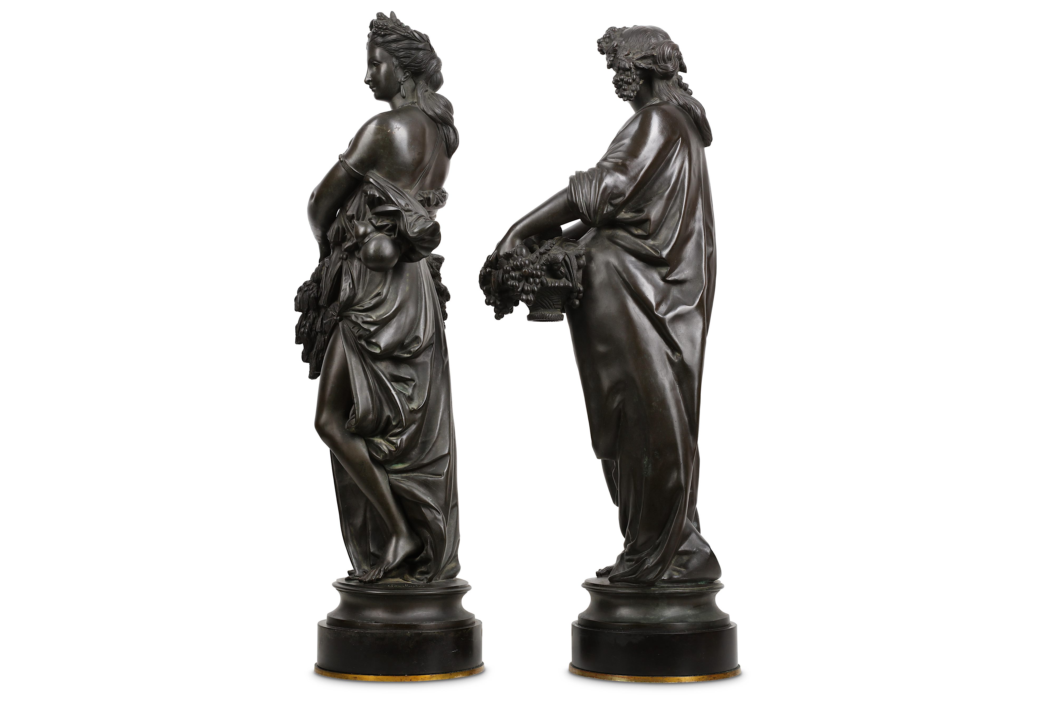PAUL DUBOIS (FRENCH, 1829-1905): A PAIR OF BRONZE FIGURES OF MAIDENS - Image 4 of 6