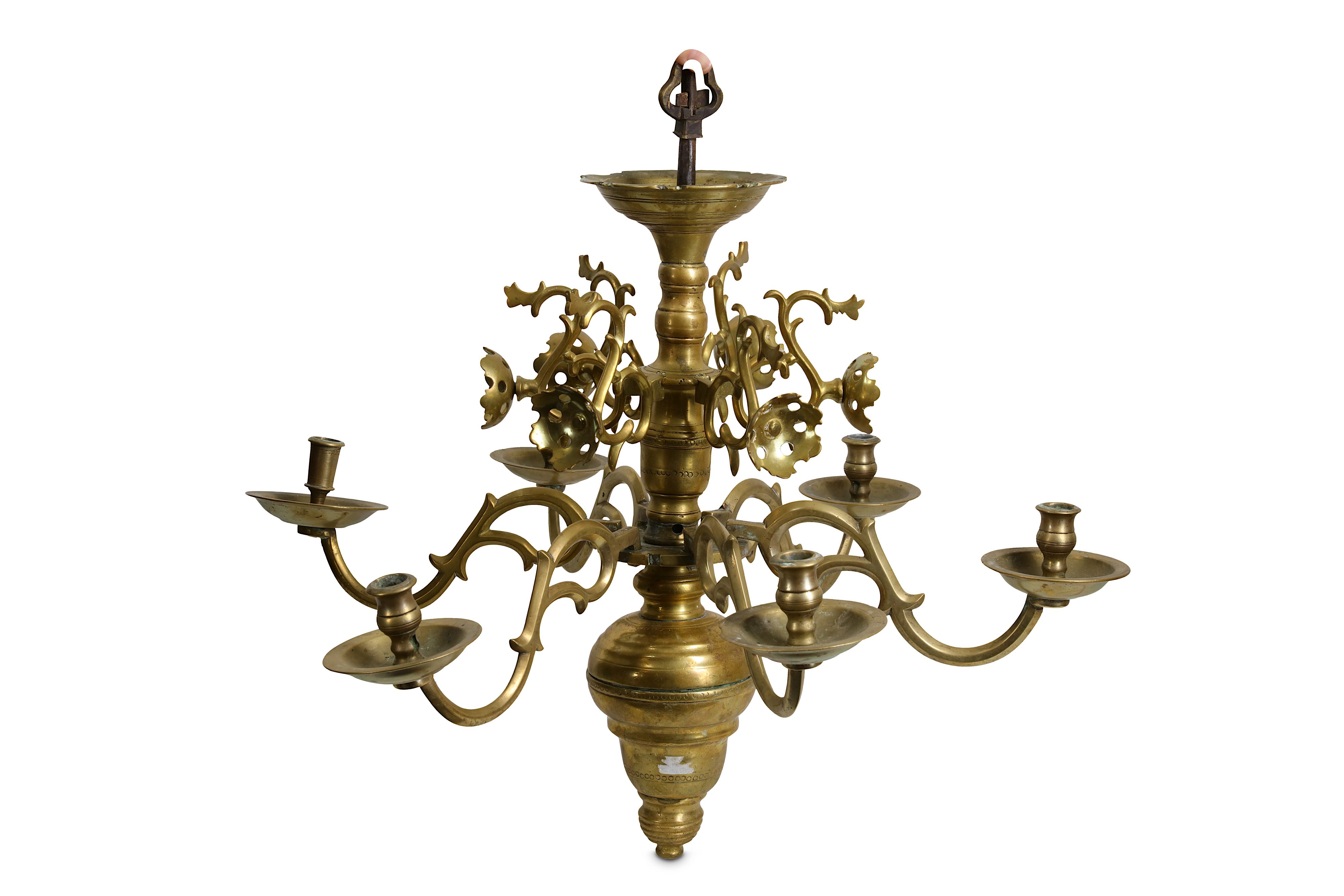 A 17TH CENTURY FLEMISH (FLANDERS) BRASS SIX LIGHT CHANDELIER - Image 2 of 7