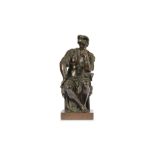 AFTER MICHELANGELO: A LATE 19TH CENTURY FRENCH BRONZE FIGURE OF LORENZO DE MEDICI