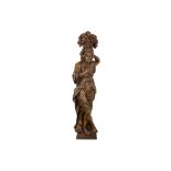 A LARGE 17TH CENTURY FLEMISH OAK CARYATID FIGURE