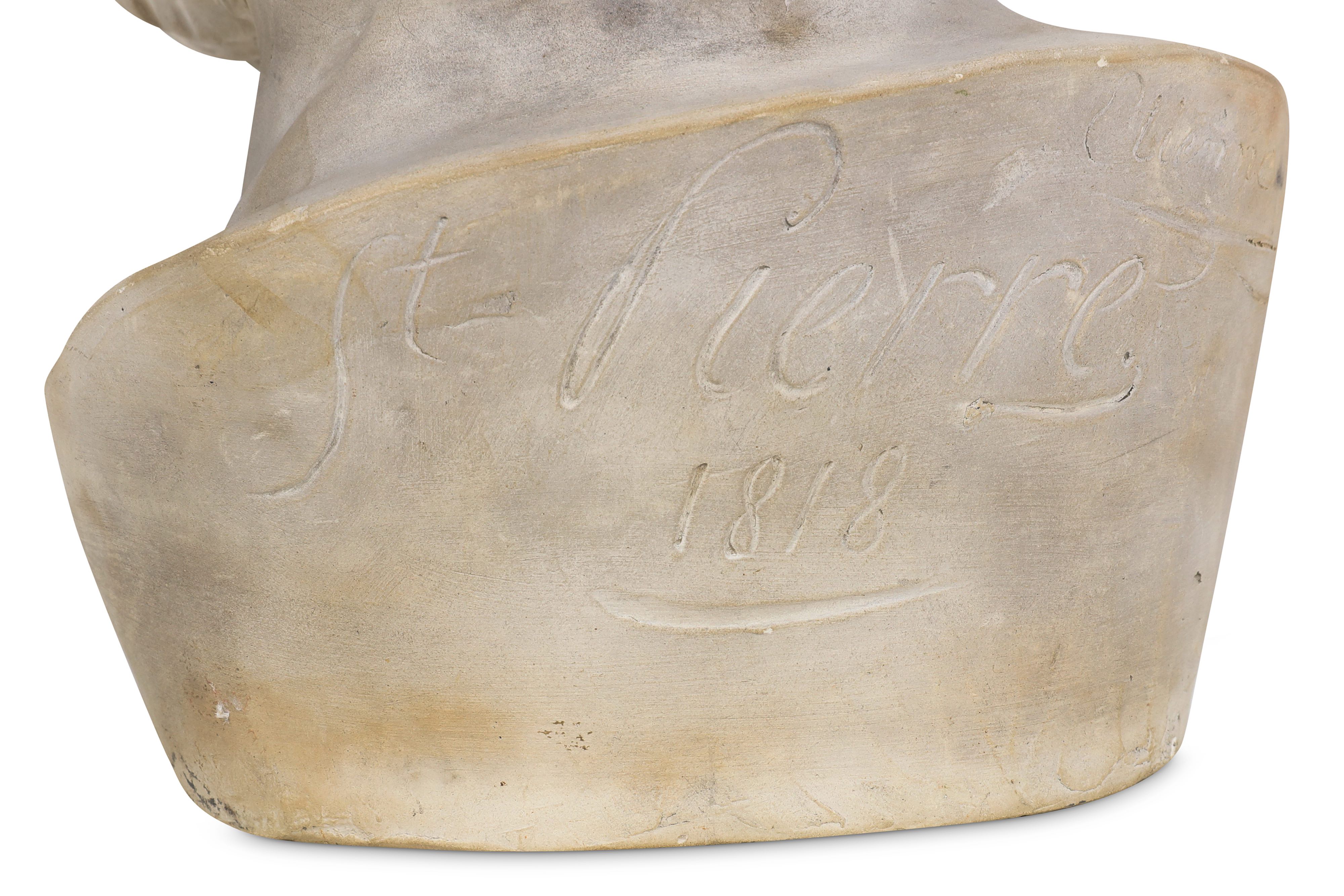 AFTER ALESSANDRO ALGARDI (ITALIAN, 1598-1654): A CLAY HEAD OF ST PIERRE SIGNED 'ETIENNE FILS 1818' - Image 6 of 6