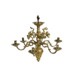 A 17TH CENTURY FLEMISH (FLANDERS) BRASS SIX LIGHT CHANDELIER