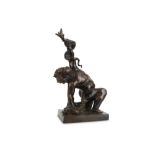 AFTER FRANCESCO FANELLI (ITALIAN, 1577-1657): A 19TH CENTURY BRONZE FIGURE OF THE INFANT HERCULES WR