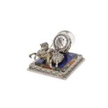 AN EXQUISITE LATE 19TH CENTURY VIENNESE ROCK CRYSTAL, SILVER, LAPIS LAZULI, ENAMEL AND SEED PEARL TA